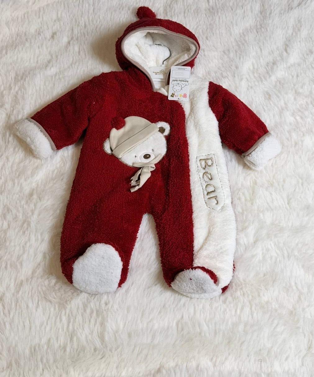 Fairy Baby Newborn Baby Winter Snowsuit Bear Thick Romper Footie Double Zip Hooded Jumpsuit Fleece Coat Infant Boy Girl