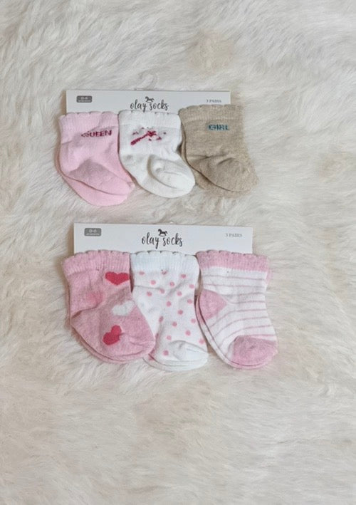 Hudson 6 pairs baby-girls Cotton Rich Newborn Hudson and Terry Socks