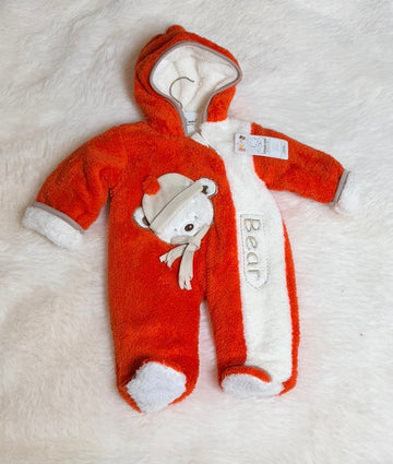 Fairy Baby Newborn Baby Winter Snowsuit Bear Thick Romper Footie Double Zip Hooded Jumpsuit Fleece Coat Infant Boy Girl