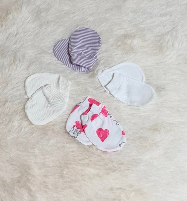 4 pairs Unisex Baby Cotton Scratch Mittens For Newborn Baby Boys Girls Mittens Accessory 0-6 Months